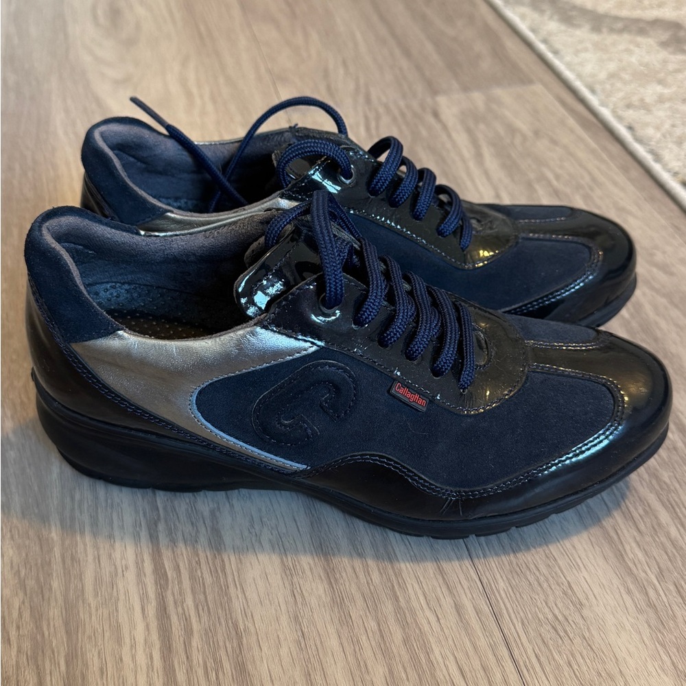 CallagHan Adaptaction Sneakers Navy Patent Suede Shoes EU 36 US 5.5
